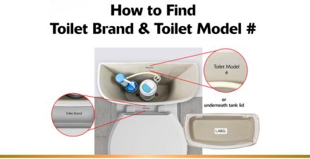 this image shows common toilet brand and model information located on the toilet