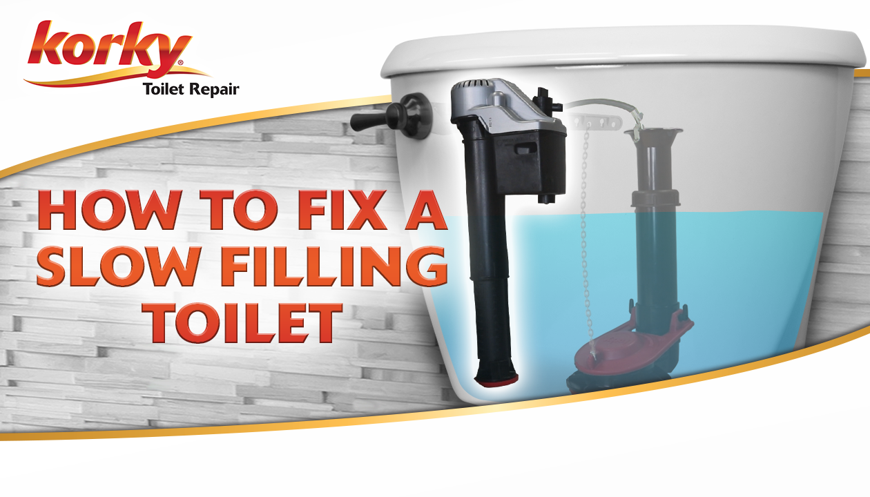 how to fix a slow filling toilet and service a korky fill valve youtube video thumbnail