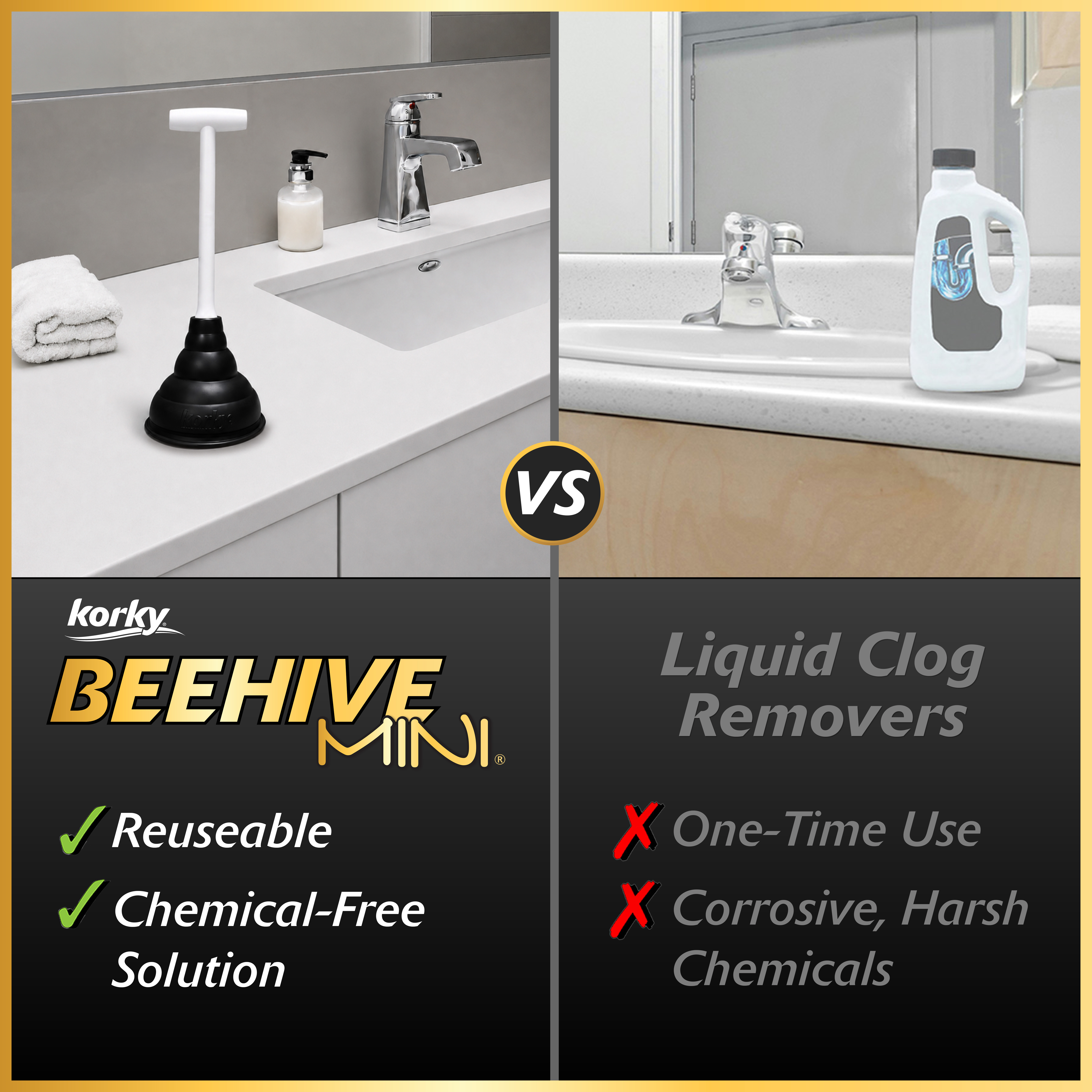sink plunger benefits vs drain chemicals