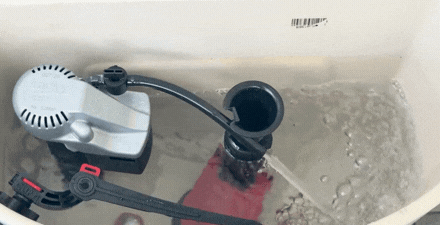 refill tube not attached to flush valve correctly